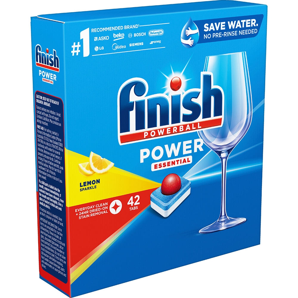 Image for FINISH POWERBALL POWER ESSENTIAL DISHWASHER TABLETS LEMON PACK 42 from MOE Office Products Depot Mackay & Whitsundays