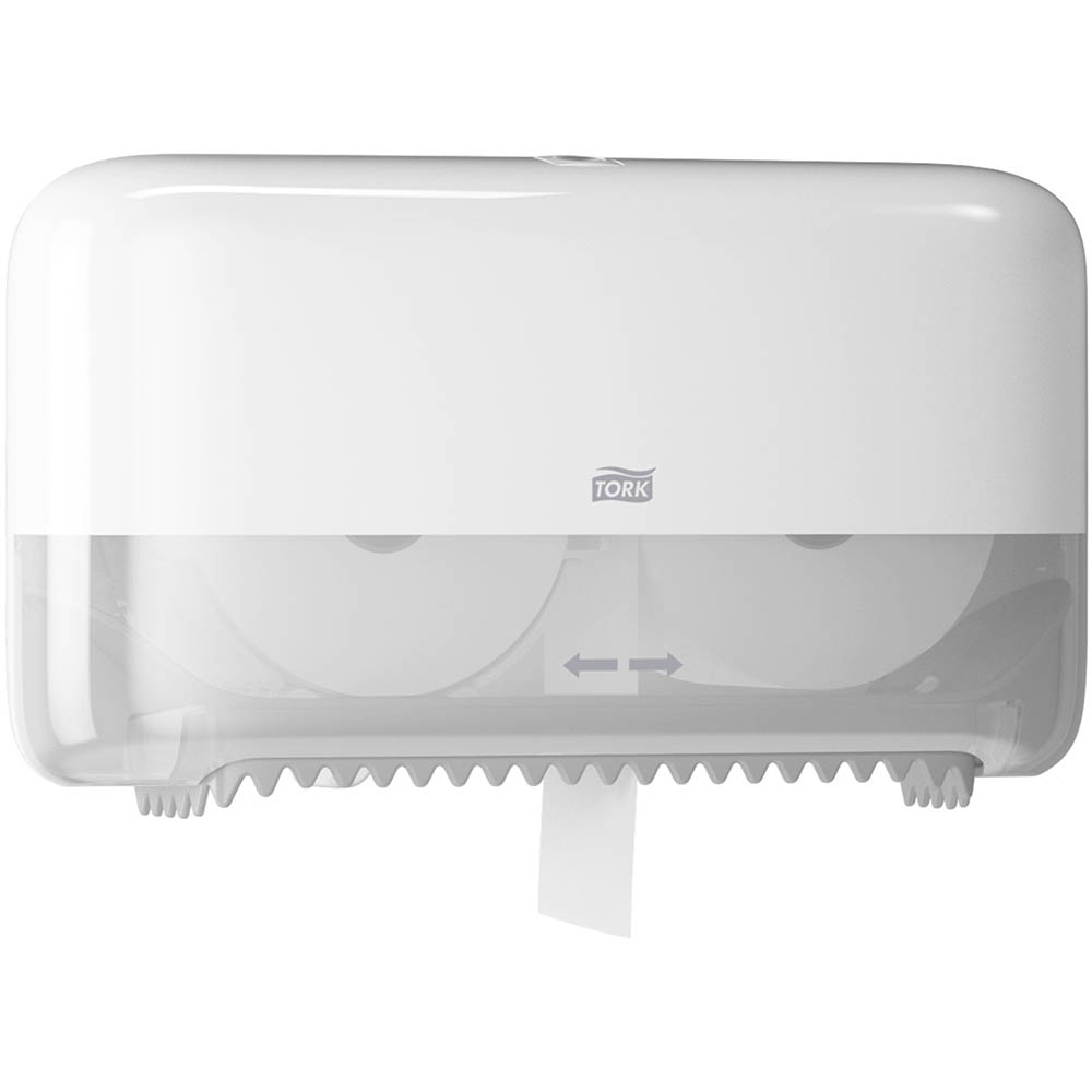 Image for TORK T7 TWIN CORELESS MEDIUM TOILET ROLL DISPENSER WHITE from MOE Office Products Depot Mackay & Whitsundays