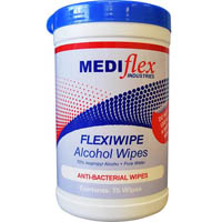 mediflex flexiwipe alcohol wipes tub 75 wipes
