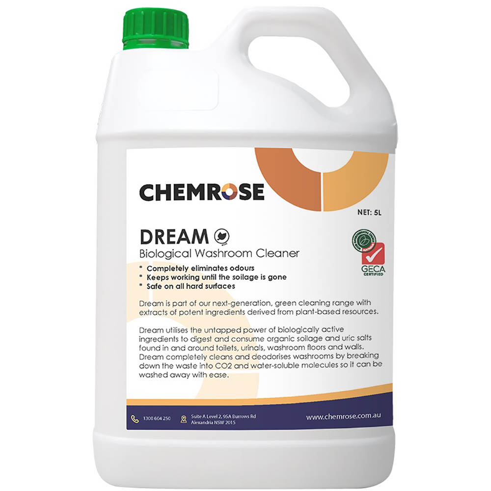 Image for CHEMROSE DREAM BIOLOGICAL WASHROOM CLEANER 5 LITRE from MOE Office Products Depot Mackay & Whitsundays