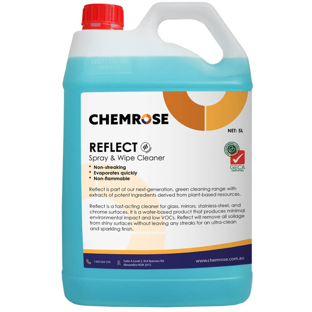 Image for CHEMROSE REFLECT SPRAY & WIPE GLASS CLEANER 5 LITRE from MOE Office Products Depot Mackay & Whitsundays