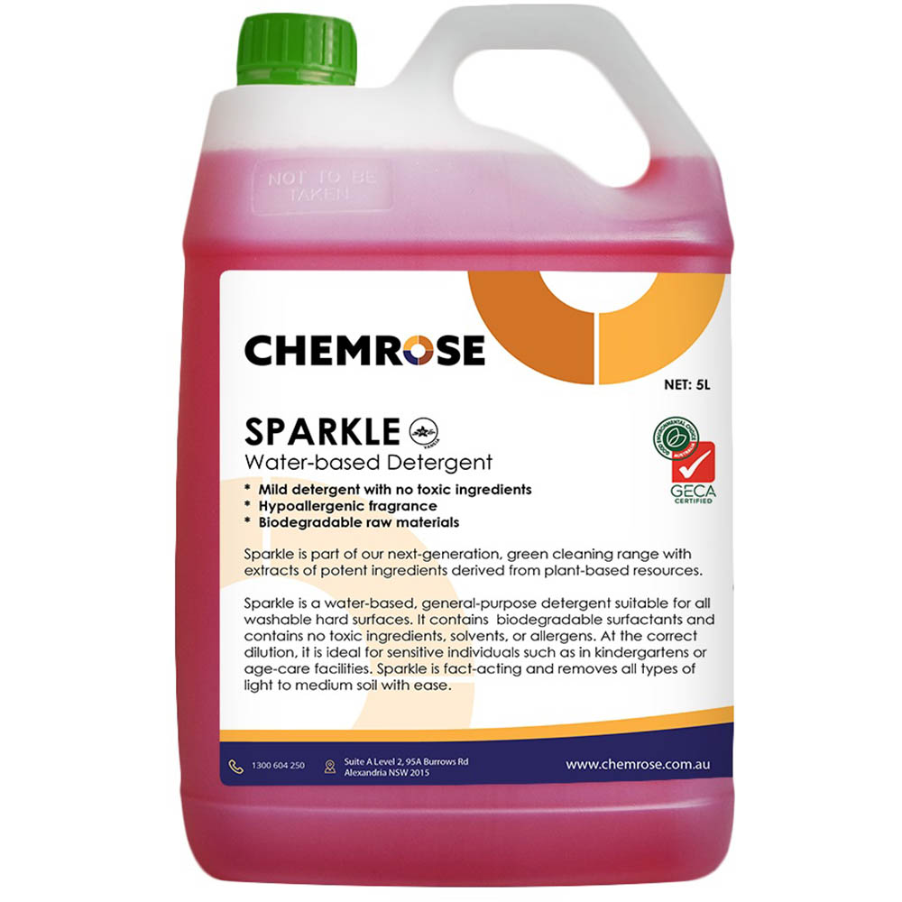 Image for CHEMROSE SPARKLE BIODEGRADEABLE DETERGENT 5 LITRE from Barkers Rubber Stamps & Office Products Depot