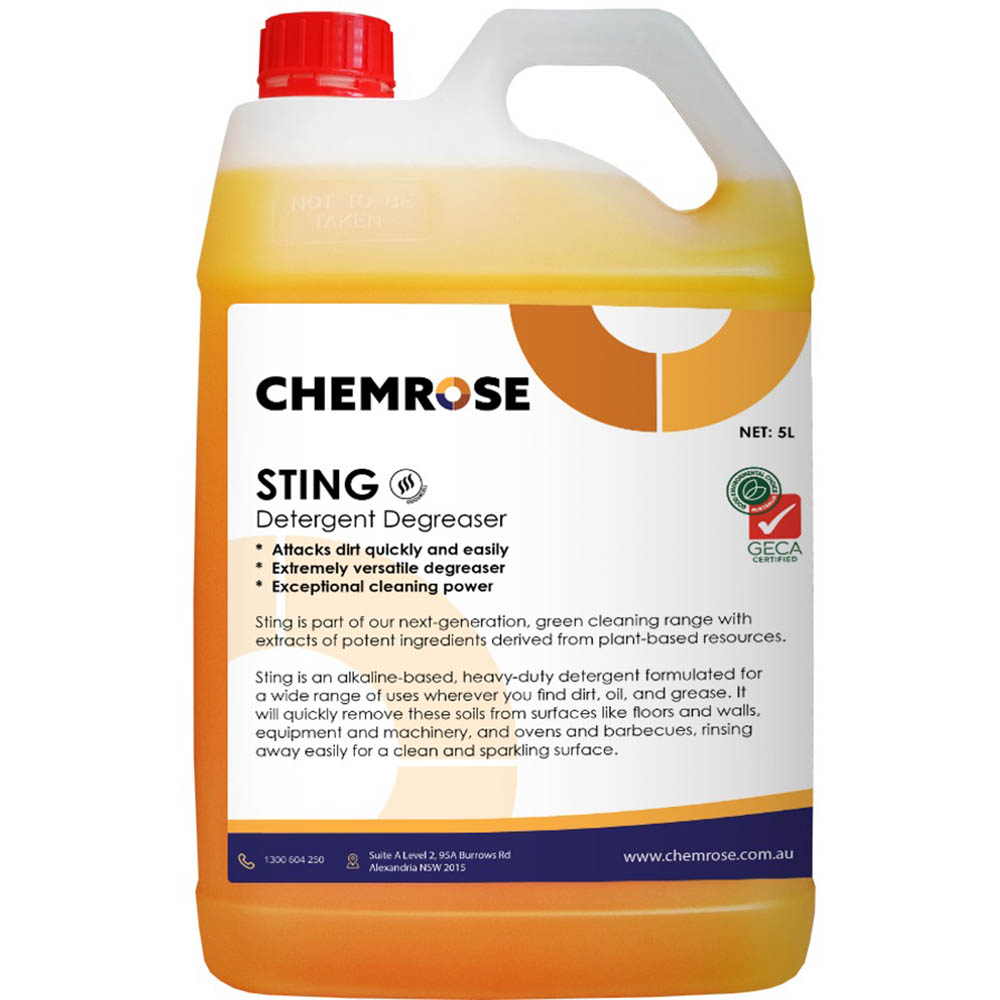 Image for CHEMROSE STING DEGREASER DETERGENT 5 LITRE from Barkers Rubber Stamps & Office Products Depot