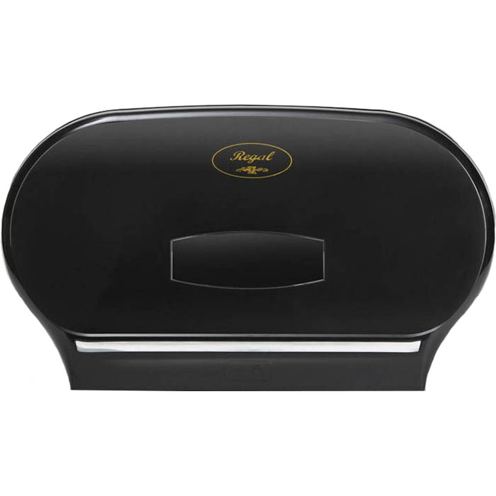 Image for REGAL JUMBO TOILET ROLL DISPENSER DOUBLE ABS BLACK from Barkers Rubber Stamps & Office Products Depot