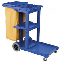oates janitor trolley dark blue with lid