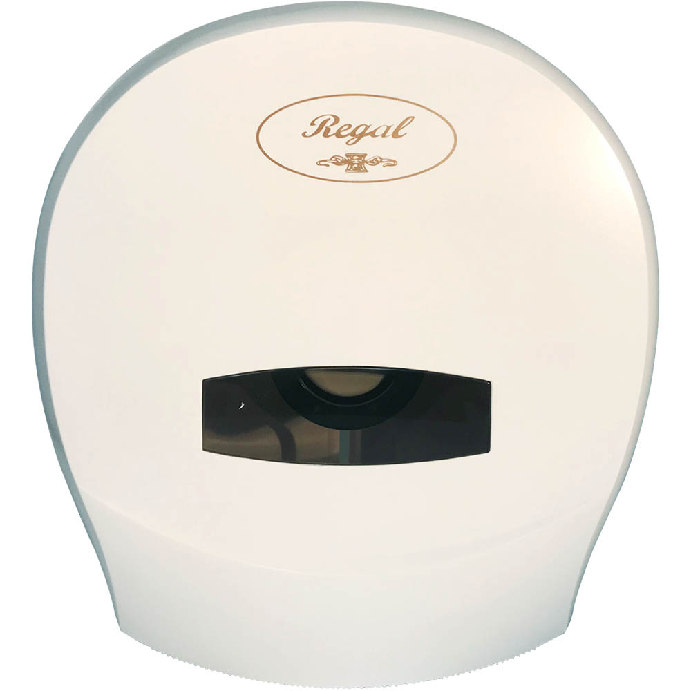 Image for REGAL JUMBO TOILET ROLL DISPENSER SINGLE ABS WHITE from Barkers Rubber Stamps & Office Products Depot