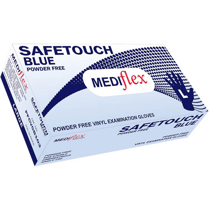 Image for SAFETOUCH VINYL POWDER FREE DISPOSABLE GLOVES LARGE BLUE PACK 100 from Ross Office Supplies Office Products Depot