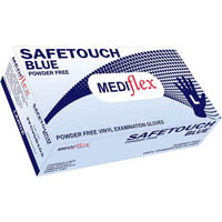 safetouch vinyl powder free disposable gloves large blue pack 100