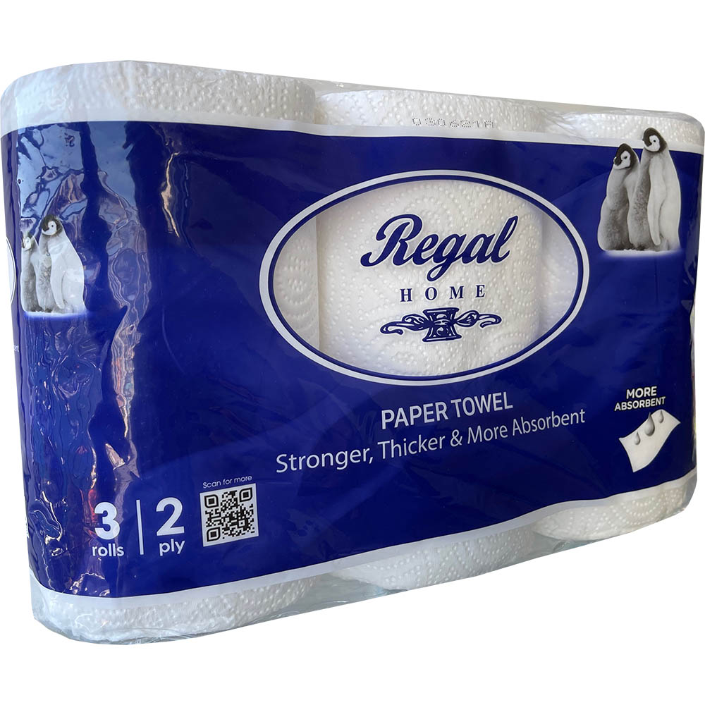 Image for REGAL KITCHEN TOWEL 2-PLY 60 SHEET WHITE PACK 3 from Total Supplies Pty Ltd