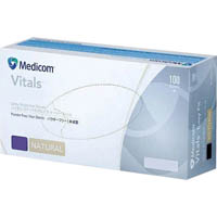 medicom vitals latex powder free disposable gloves large natural pack 100