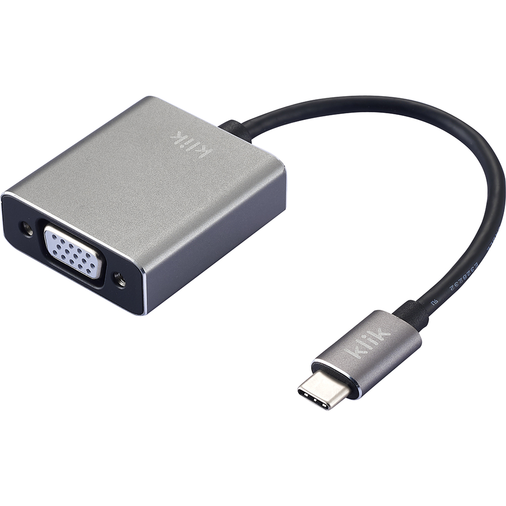 Image for KLIK USB TYPE-C MALE TO VGA FEMALE ADAPTER from Ross Office Supplies Office Products Depot