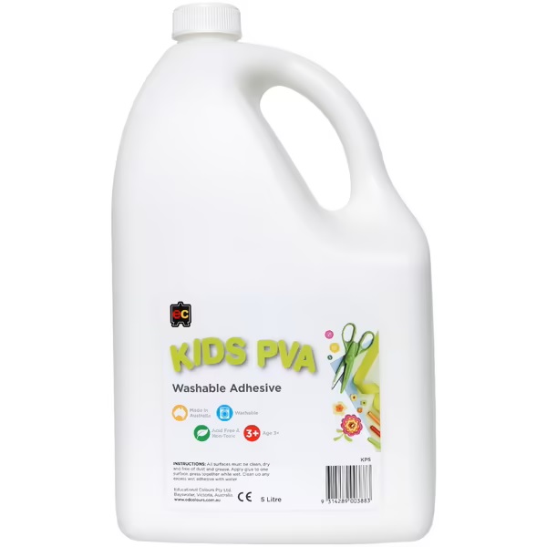 Image for EDUCATIONAL COLOURS KIDS PVA GLUE 5 LITRE from Total Supplies Pty Ltd