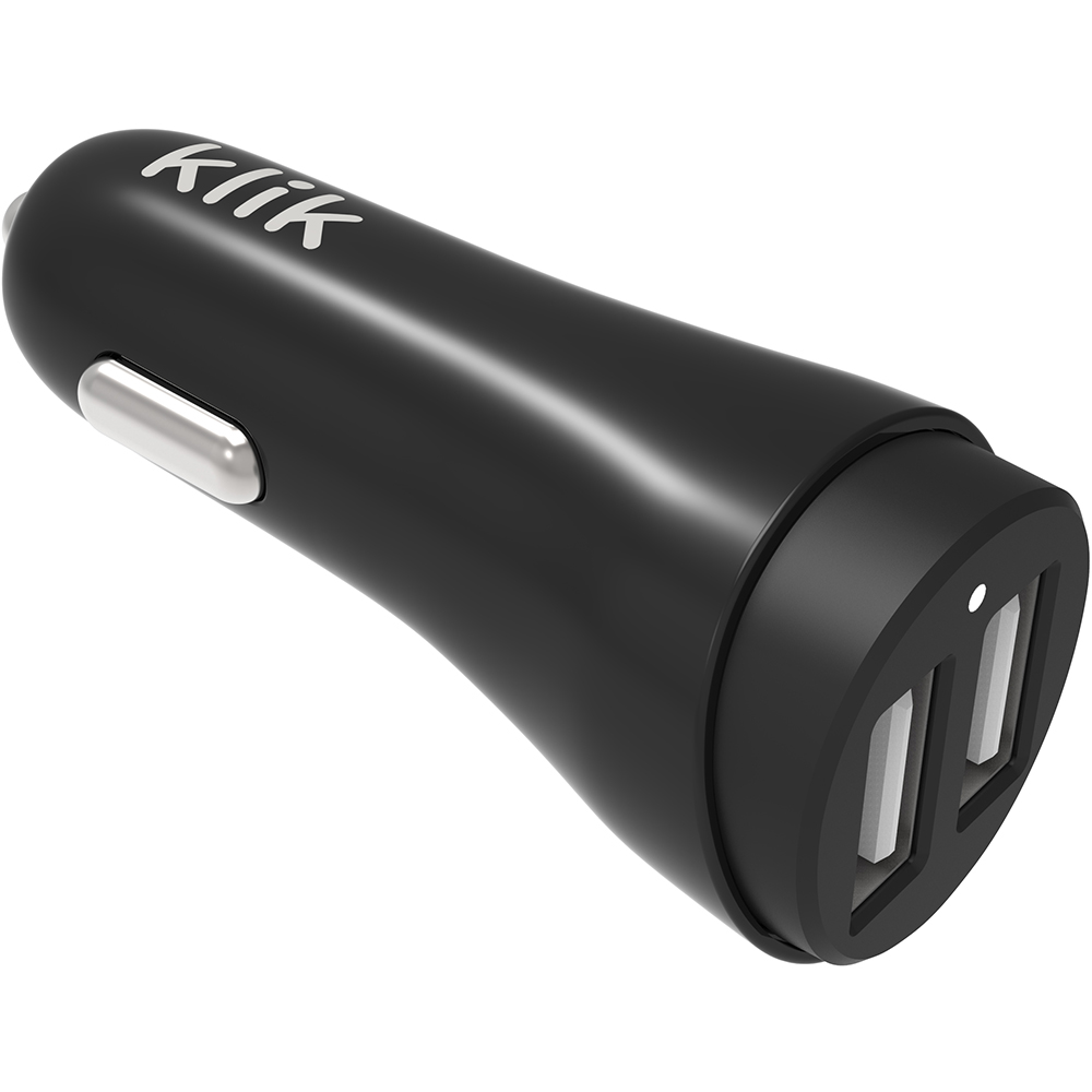 Image for KLIK USB DUAL PORT 17W CAR CHARGER BLACK from Total Supplies Pty Ltd