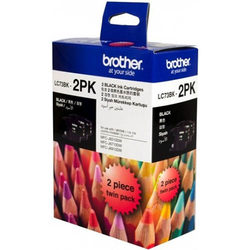 Image for BROTHER LC73BK2PK INK CARTRIDGE BLACK PACK 2 from Office Products Depot Gold Coast