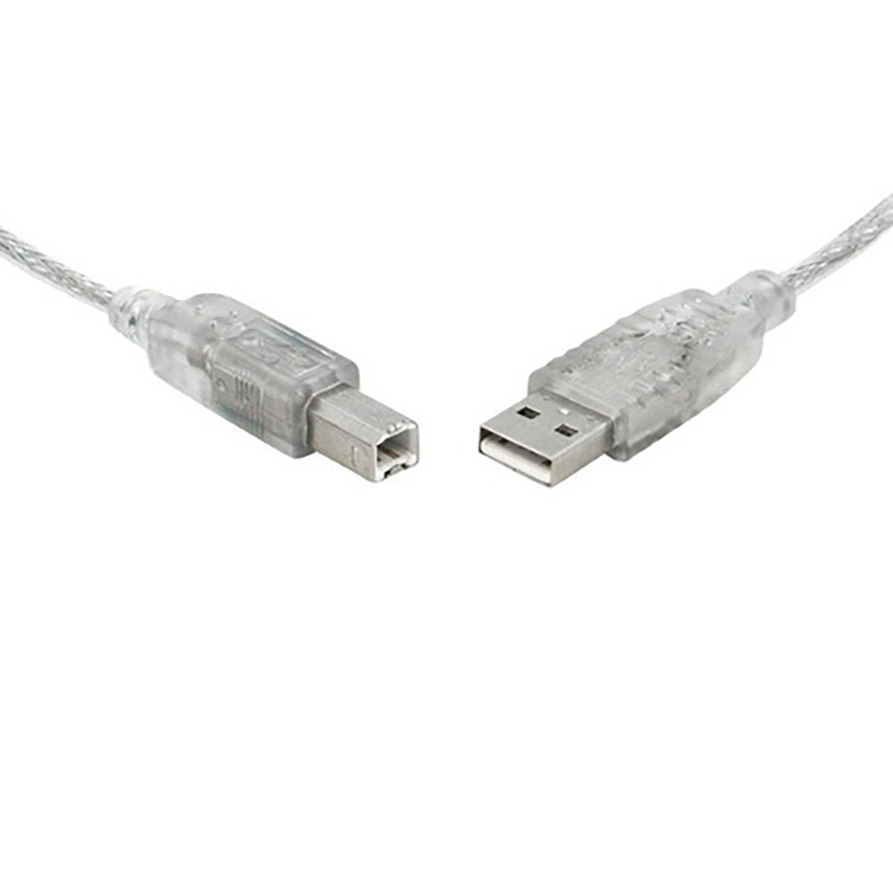 Image for 8WARE USB 2.0 PRINTER CABLE TYPE A TO B MALE TO MALE 2M CLEAR from Office Products Depot