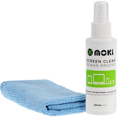 Image for MOKI CLEAN SCREEN WITH MICROFIBRE CLOTH 120ML from OFFICEPLANET OFFICE PRODUCTS DEPOT