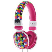moki popper headphones triangle pattern pink