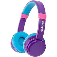 moki play safe volume limited headphone purple/aqua