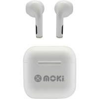 moki pods mini wireless earphones white