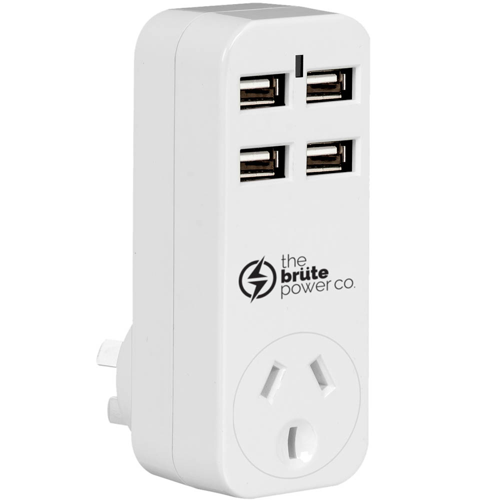 Image for THE BRUTE POWER CO ADAPTOR 1 OUTLET WITH 4 USB PORTS from Barkers Rubber Stamps & Office Products Depot