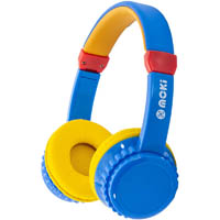 moki play safe volume limited headphone blue/yellow
