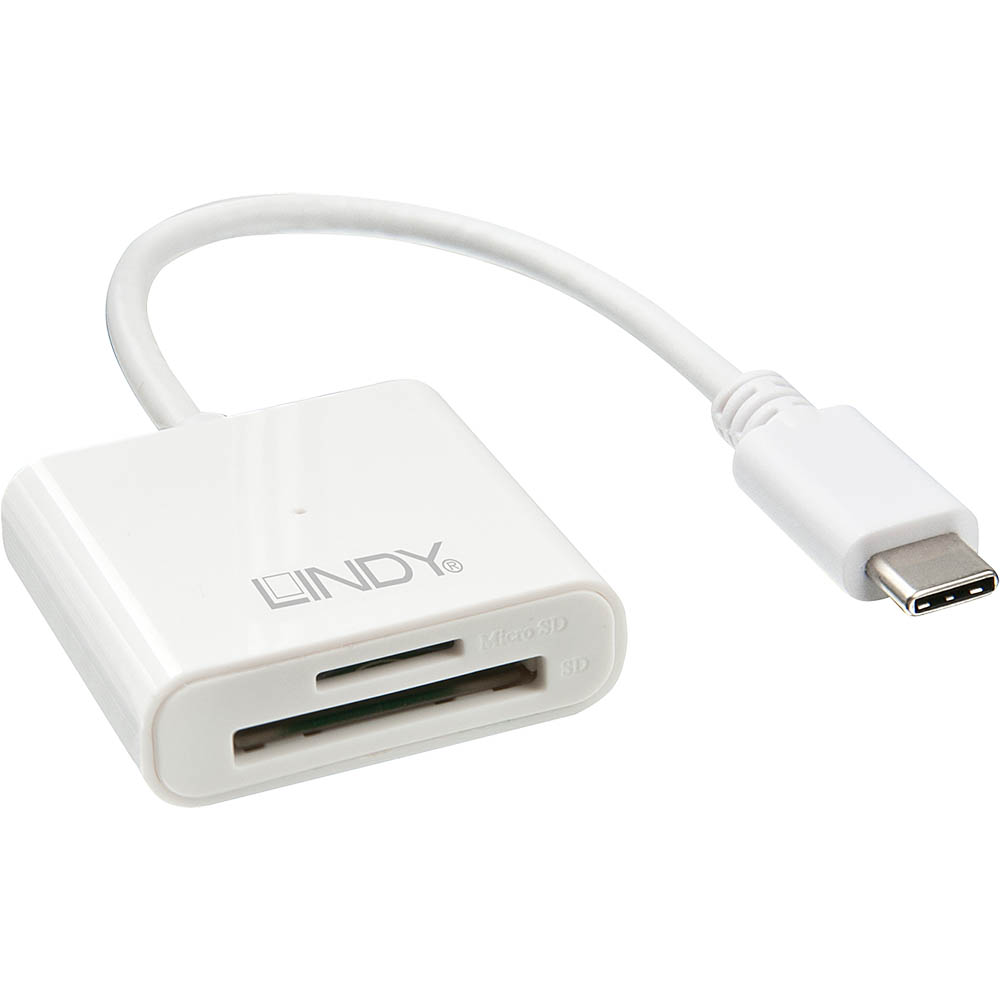 Image for LINDY 43185 TYPE C SD CARD READER USB 3.1 WHITE from MOE Office Products Depot Mackay & Whitsundays