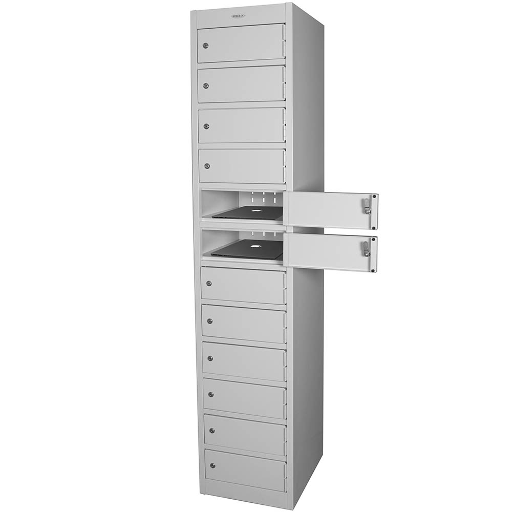 Image for STEELCO LAPTOP LOCKER 12 DOOR 380MM SILVER GREY from Ross Office Supplies Office Products Depot