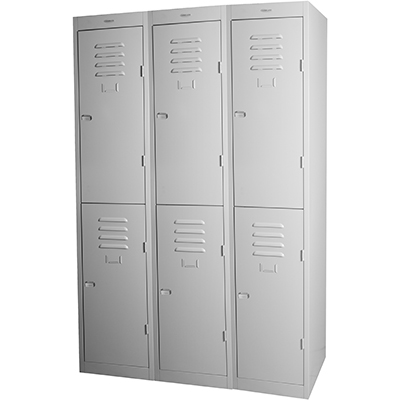 Image for STEELCO PERSONNEL LOCKER 2 DOOR BANK OF 3 305MM SILVER GREY from Office Products Depot