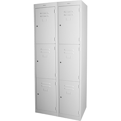 Image for STEELCO PERSONNEL LOCKER 3 DOOR BANK OF 2 305MM SILVER GREY from Office Products Depot
