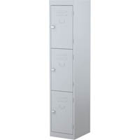 steelco personnel locker 3 door 305mm silver grey
