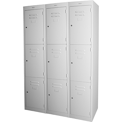 Image for STEELCO PERSONNEL LOCKER 3 DOOR BANK OF 3 380MM SILVER GREY from Tristate Office Products Depot