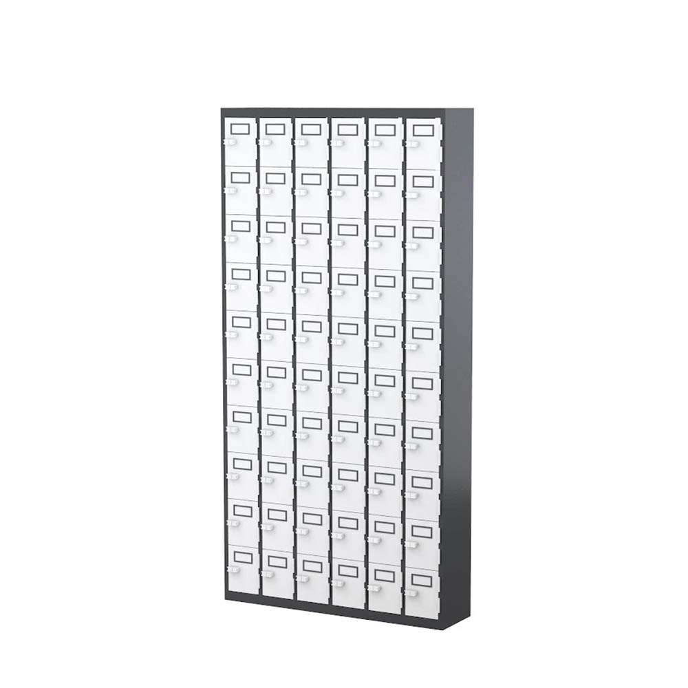 Image for STEELCO PHONE LOCKER 60 DOOR 900 X 225 X 1810MM GRAPHITE RIPPLIE CARCASS AND WHITE SATIN DOORS from MOE Office Products Depot Mackay & Whitsundays