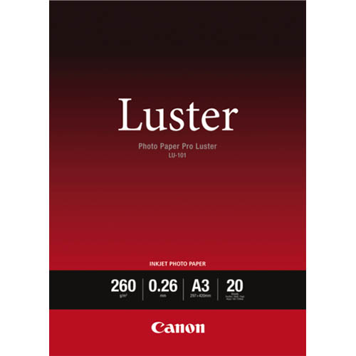 Image for CANON LU-101 LUSTER PHOTO PAPER 260GSM A3 WHITE PACK 20 from Albany Office Products Depot