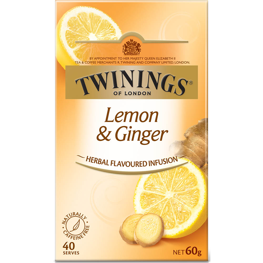 Image for TWININGS HERBAL INFUSIONS LEMON AND GINGER TEA BAGS PACK 40 from OFFICEPLANET OFFICE PRODUCTS DEPOT