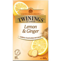 twinings herbal infusions lemon and ginger tea bags pack 40