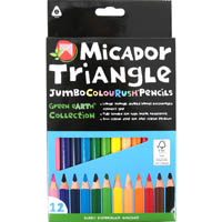 micador colourush jumbo triangle pencils assorted pack 12