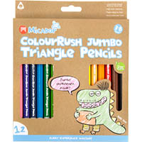 micador jr colourush jumbo triangle pencils assorted pack 12