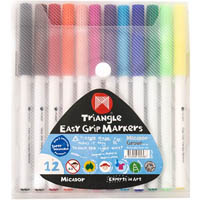 micador triangle easy grip markers pack 12