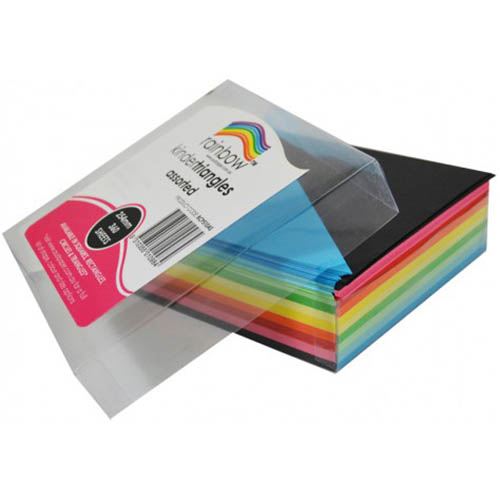 Image for RAINBOW KINDER SHAPES PAPER TRIANGLE 80GSM DOUBLE SIDED 125 X 180MM MATT ASSORTED PACK 720 from Ross Office Supplies Office Products Depot