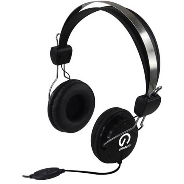 Image for SHINTARO MULTIMEDIA HEADSET WITH INLINE MICROPHONE BLACK from Ross Office Supplies Office Products Depot