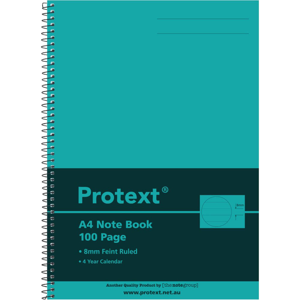 Image for PROTEXT NOTE BOOK 8MM FEINT RULED 55GSM 100 PAGE A4 AQUA from MOE Office Products Depot Mackay & Whitsundays