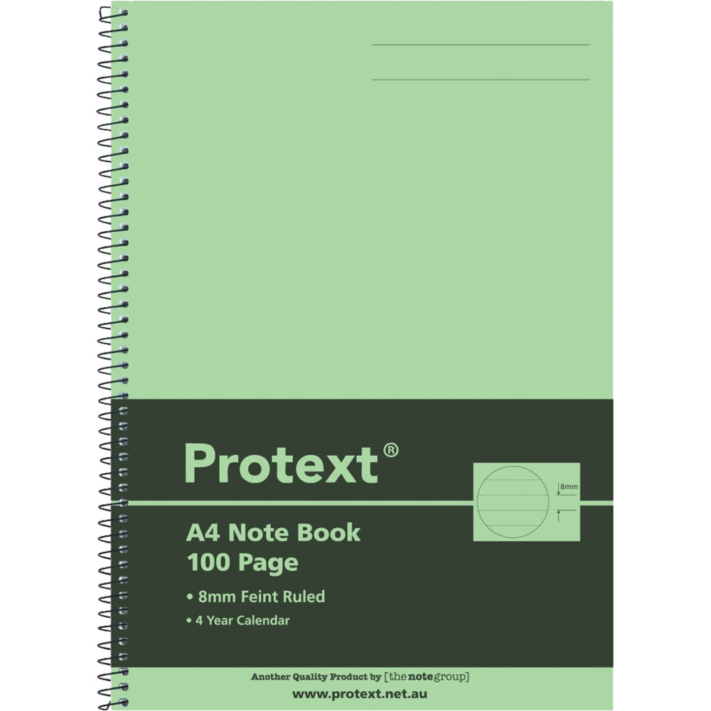 Image for PROTEXT NOTE BOOK 8MM FEINT RULED 55GSM 100 PAGE A4 LIME from MOE Office Products Depot Mackay & Whitsundays