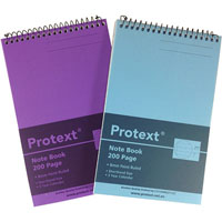 protext cover note book top spiral 8mm ruled 200 page 198 x 128mm assorted