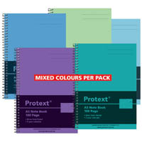 protext note book 8mm feint ruled 55gsm 100 page a5 assorted