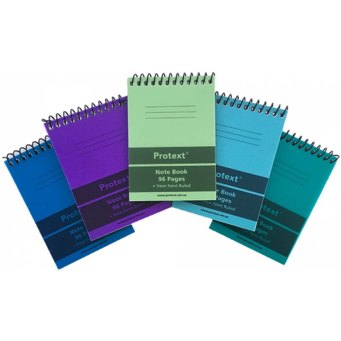 Image for PROTEXT POCKET NOTE BOOK 60GSM 96 PAGE 110 X 78MM ASSORTED PACK 5 from MOE Office Products Depot Mackay & Whitsundays