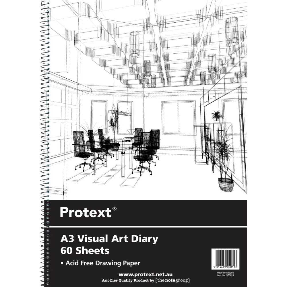 Image for PROTEXT VISUAL ART DIARY WITH PP COVER 110GSM 120 PAGE A3 from Total Supplies Pty Ltd