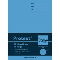 protext writing book dotted thirds 18mm 70gsm 64 page 330 x 240mm ant assorted