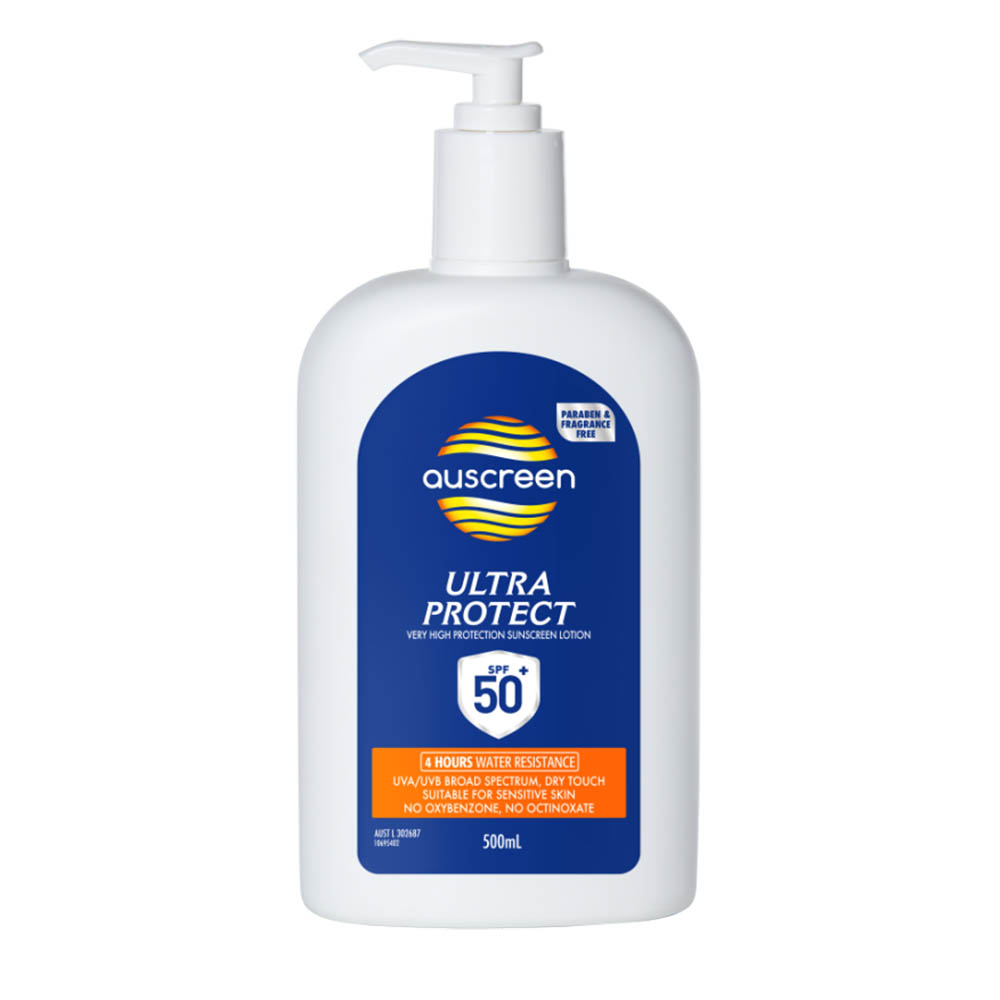 Image for AUSCREEN SUNSCREEN LOTION ULTRA PROTECT SPF50+ 500ML from Barkers Rubber Stamps & Office Products Depot