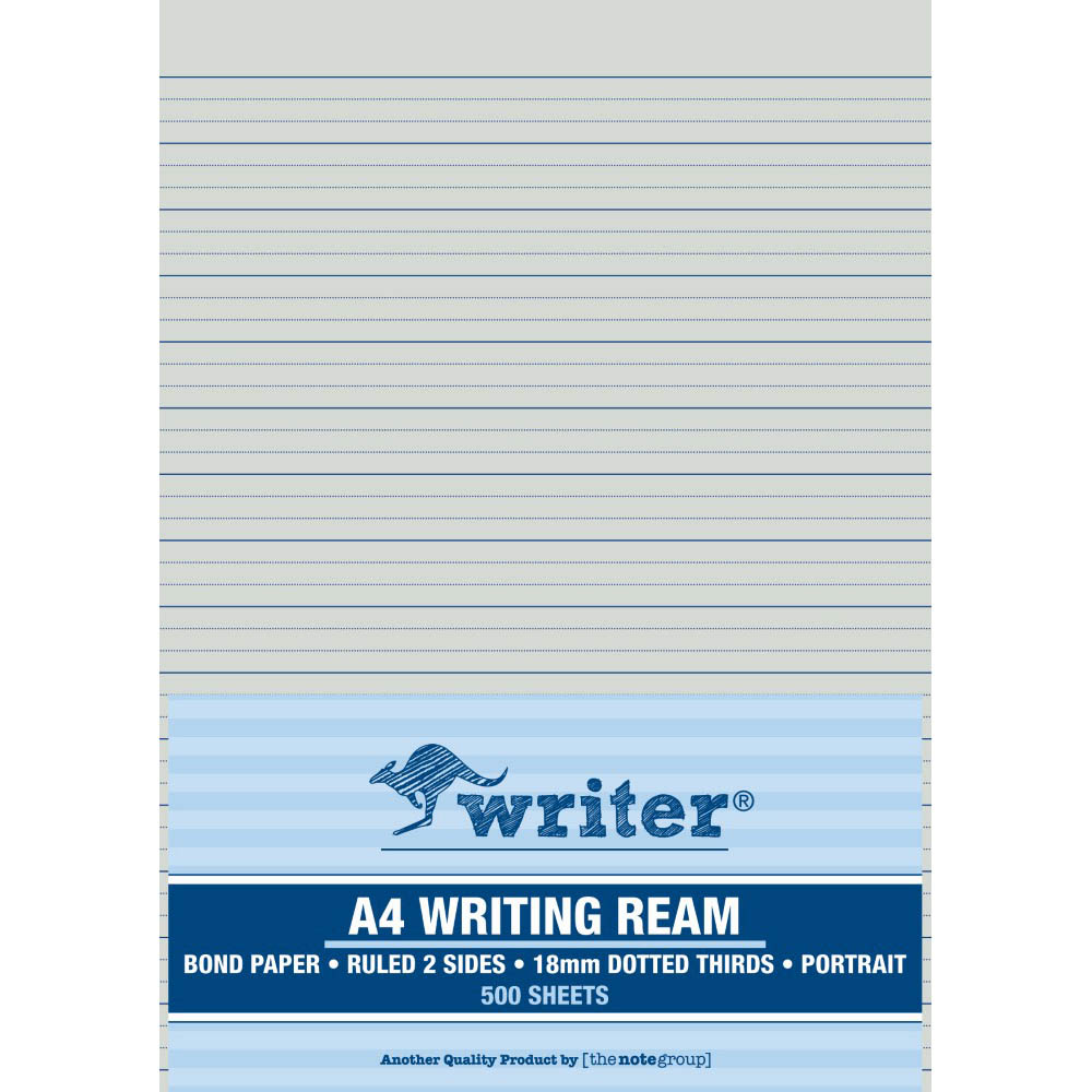 Image for WRITER WRITING PAPER 60GSM 18MM DOTTED THIRDS PORTRAIT A4 500 SHEETS from Office Products Depot Gold Coast