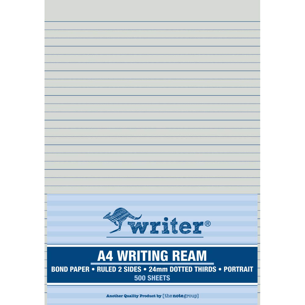 Image for WRITER WRITING PAPER 60GSM 24MM DOTTED THIRDS PORTRAIT A4 500 SHEETS from Ross Office Supplies Office Products Depot